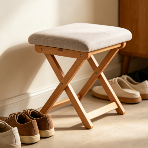 Foldable Upholstered Shoe Bench